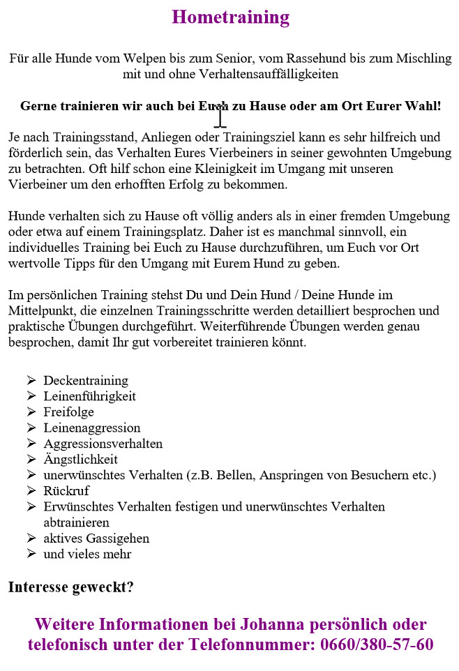 Infoblatt zum Home-Training